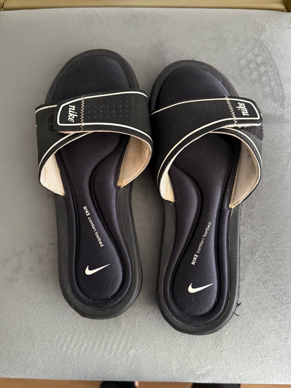 Nike Black Slide Sandals with White Trim